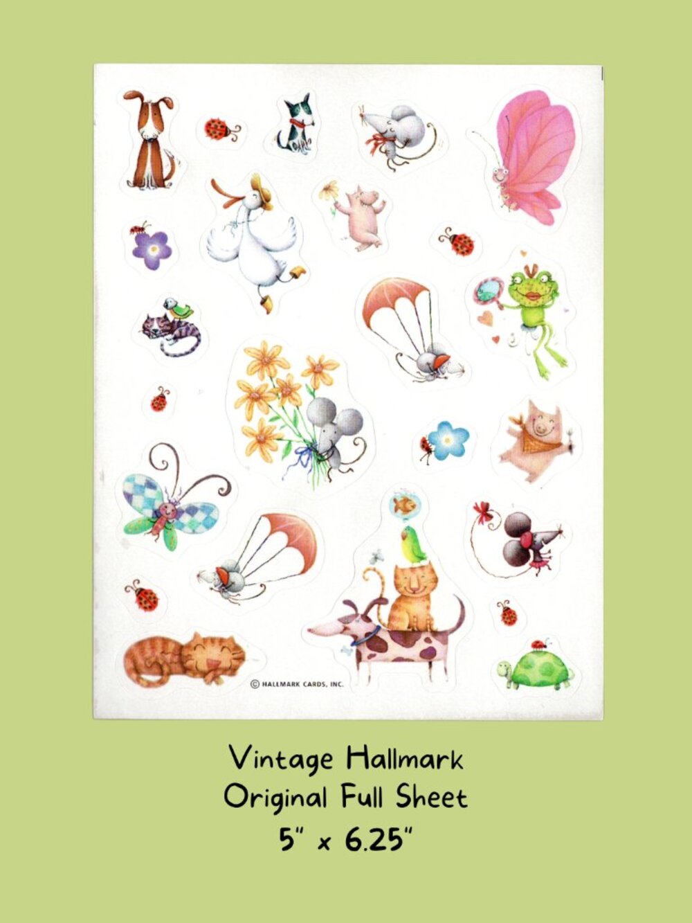 Hallmark Cute Mini Animals Vintage 1990s Sticker Sheet